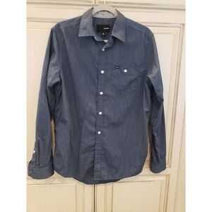 Hurley Button‎ Down Shirt Sz S Blue Chambray Denim Look